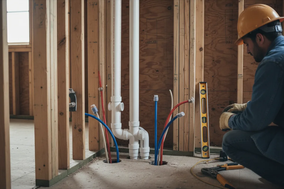 Drain and supply rough-in during Sump Pump Repair in Saint Paul